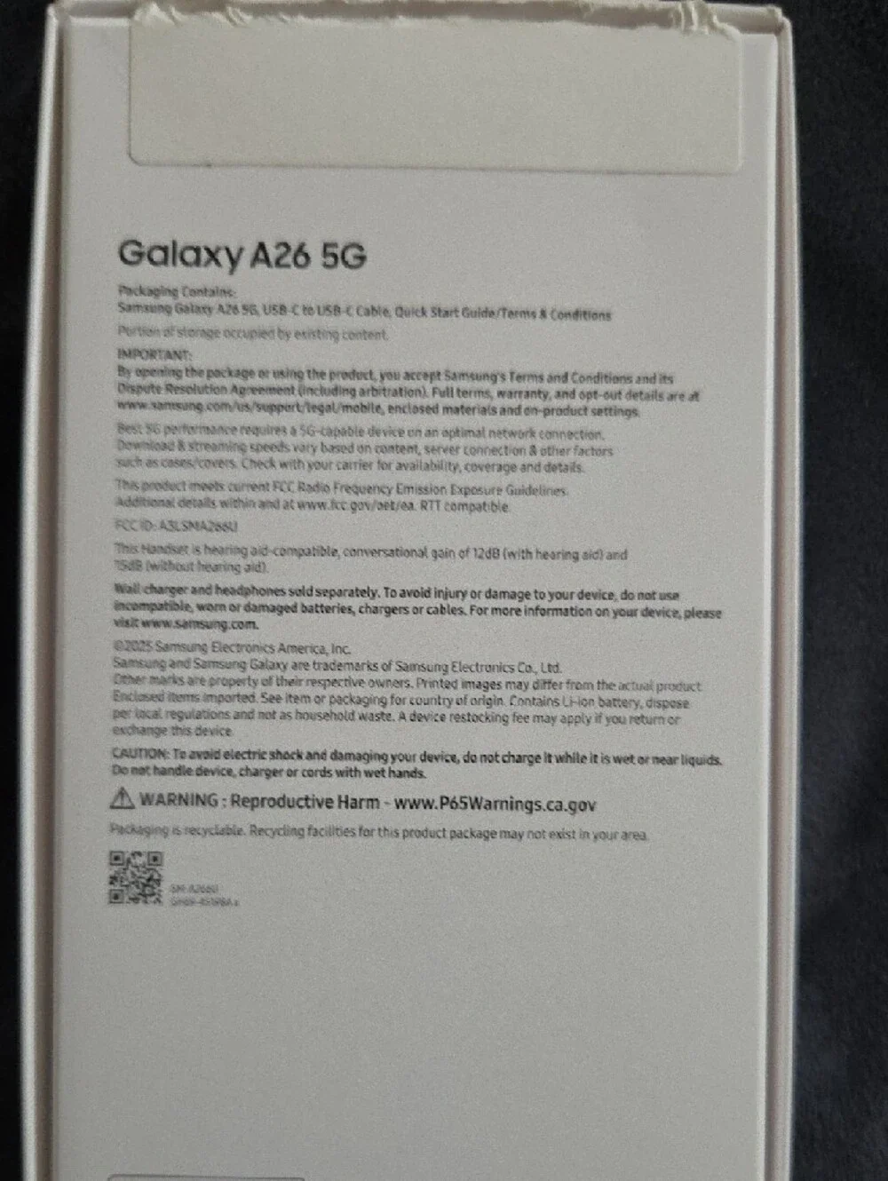 Samsung Galaxy A26 5G Black Smartphone with Box